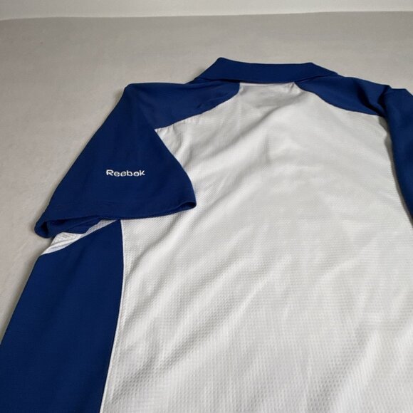 INDIANAPOLIS COLTS Polo Shirt SS REEBOK Blue White NFL AFC South Polyester L - Picture 10 of 12